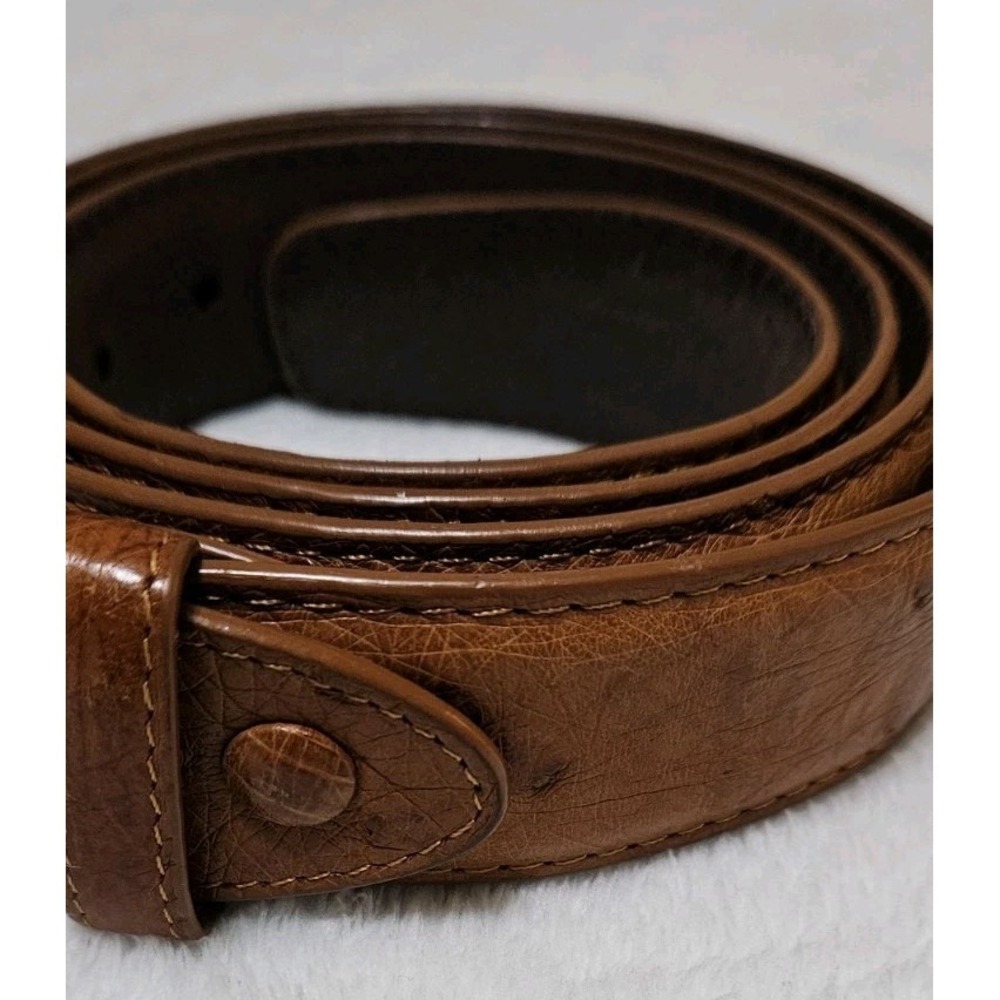Karoo Classics Genuine Ostrich Brown Leather Belt 44 Mens Exotic Skin - Picture 2 of 6
